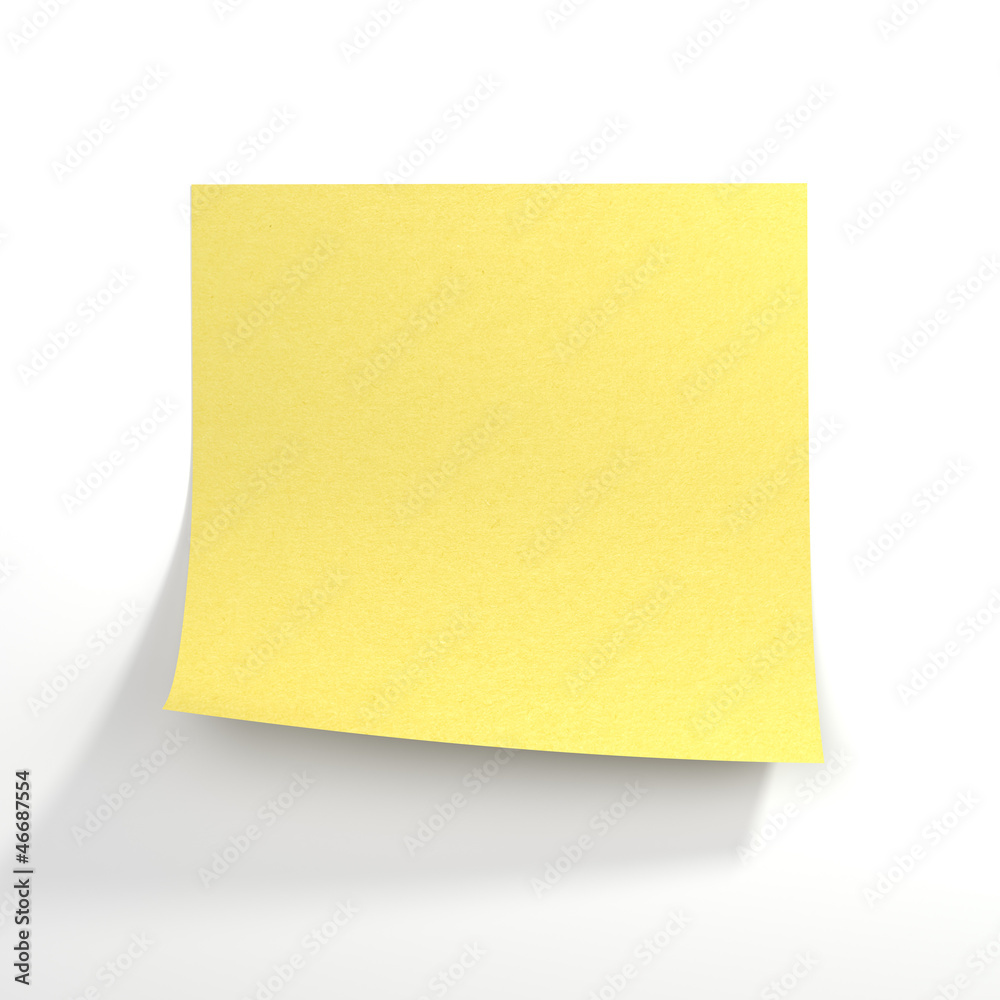 Yellow stick note. Front view