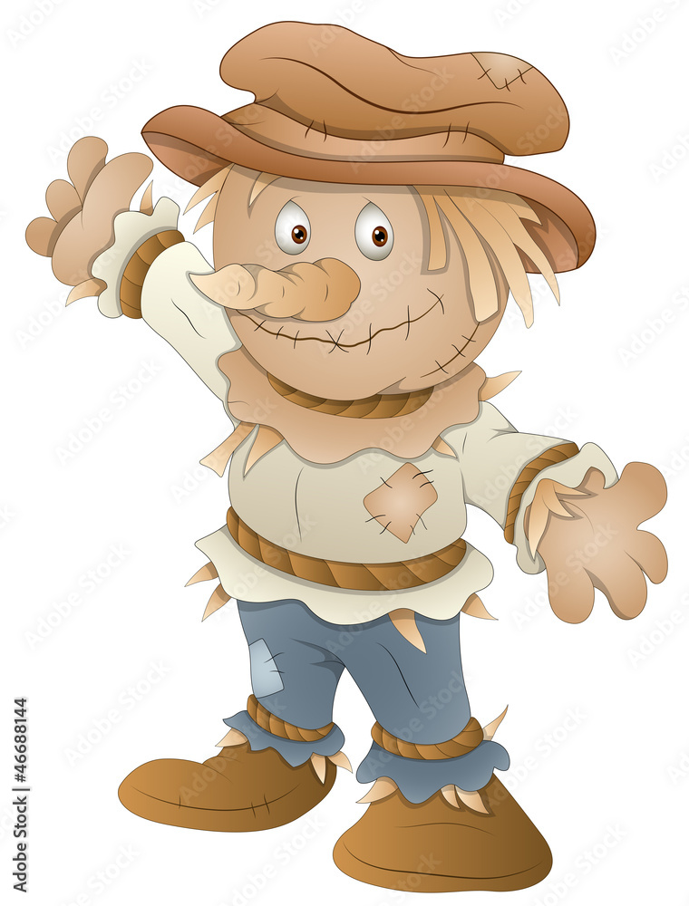 Fototapeta premium Cute Scarecrow - Cartoon Character - Vector Illustration