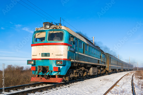 Diesel local train in Ukraine.