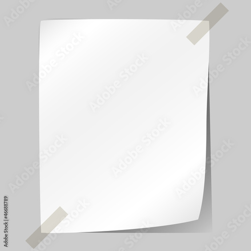 Blank white sheet of paper stuck to the wall.
