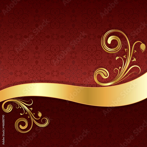 Golden wave and red wallpaper background.