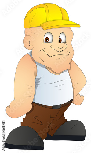 Construction Worker - Cartoon Character - Vector Illustration