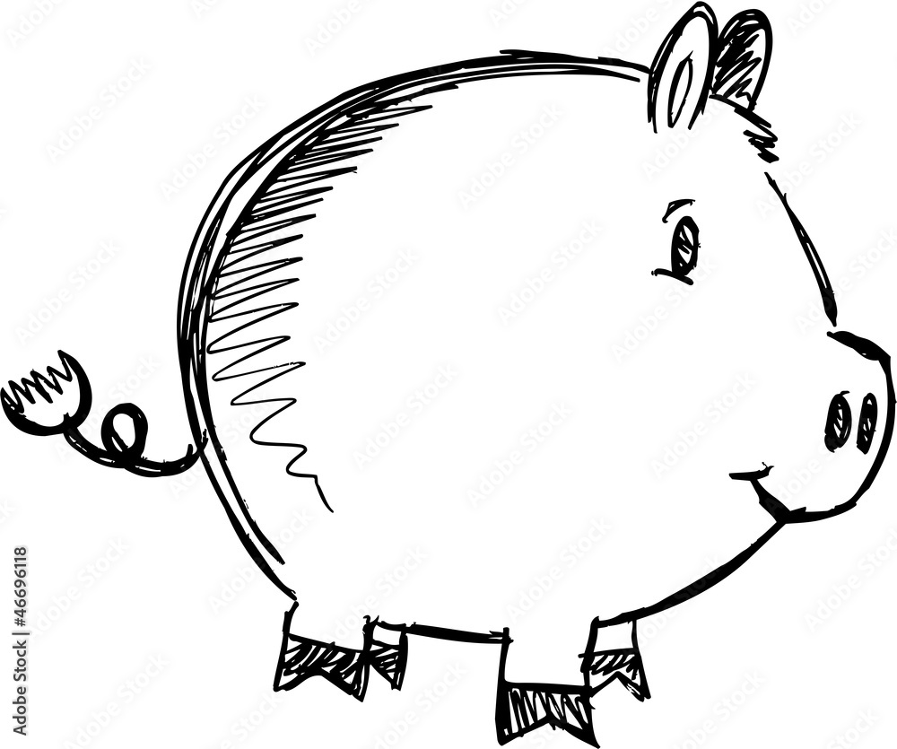 Sketch Doodle Pig Animal Vector Stock Vector | Adobe Stock