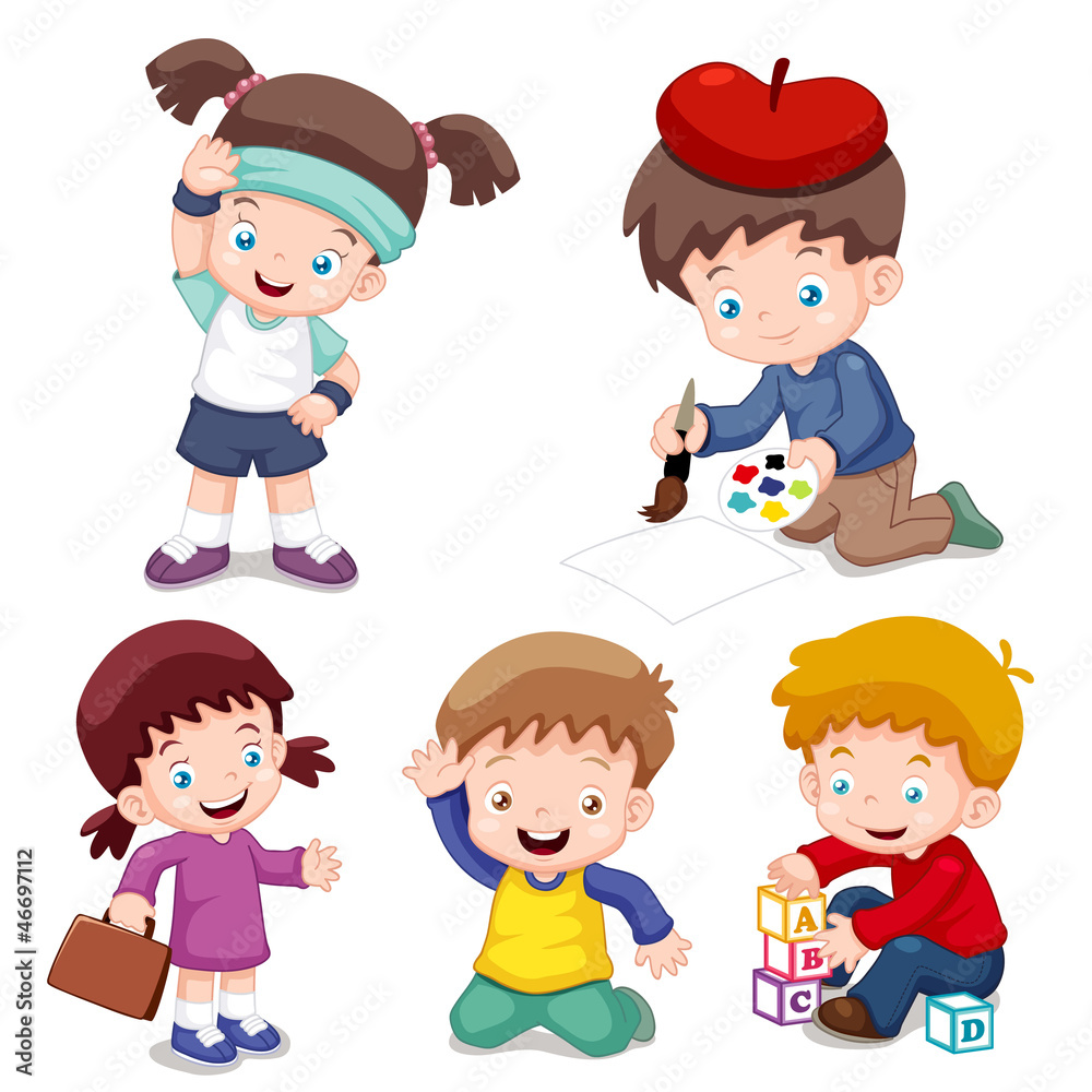 illustration of characters kids cartoon.Vector illustration of characters kids cartoon.Vector