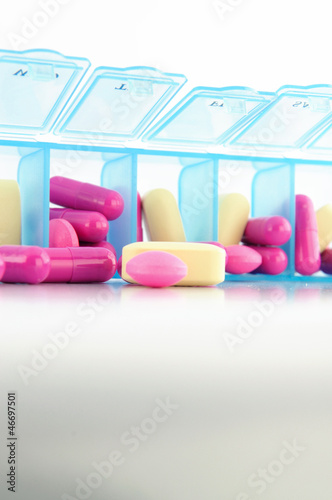 Capsule and tablet in daily pill box