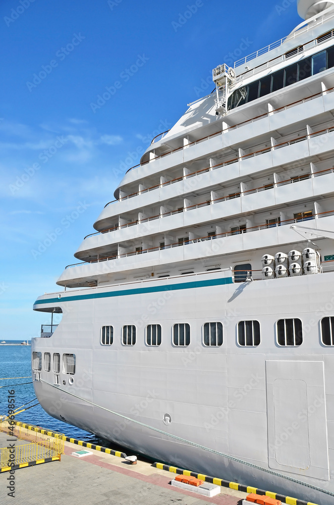 Obraz premium Cruise tourist ship in Black sea, Odessa, Ukraine