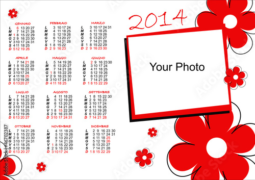Calendario 2014 fiori Rossi