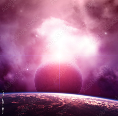 Wallpaper Mural Planet with Nebula and Rising Star Torontodigital.ca