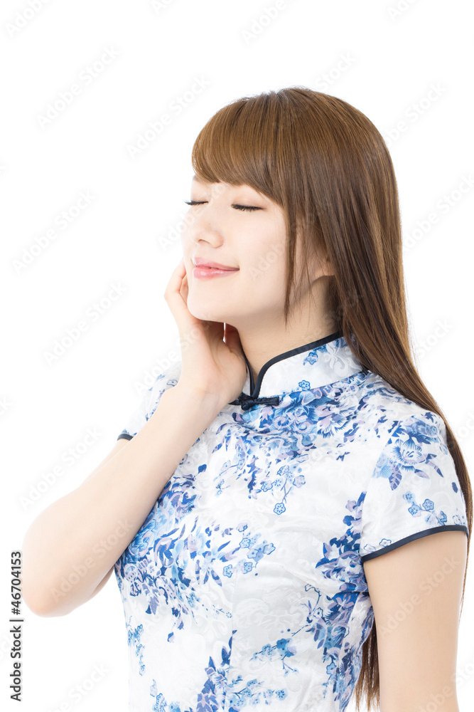 Beautiful asian woman in traditional Chinese Cheongsam