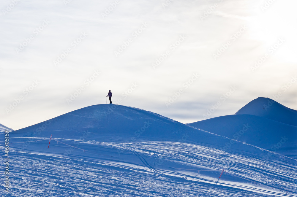 Lonely skier near the top of Kaprun glacier