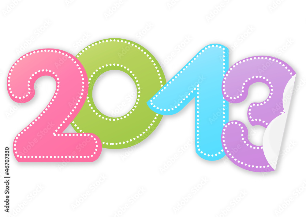 number 2013 colorful sticker number 2013 colorful sticker