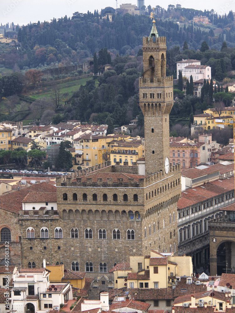 view of Palazzo Vecchio in Piazza della Signoria Florence