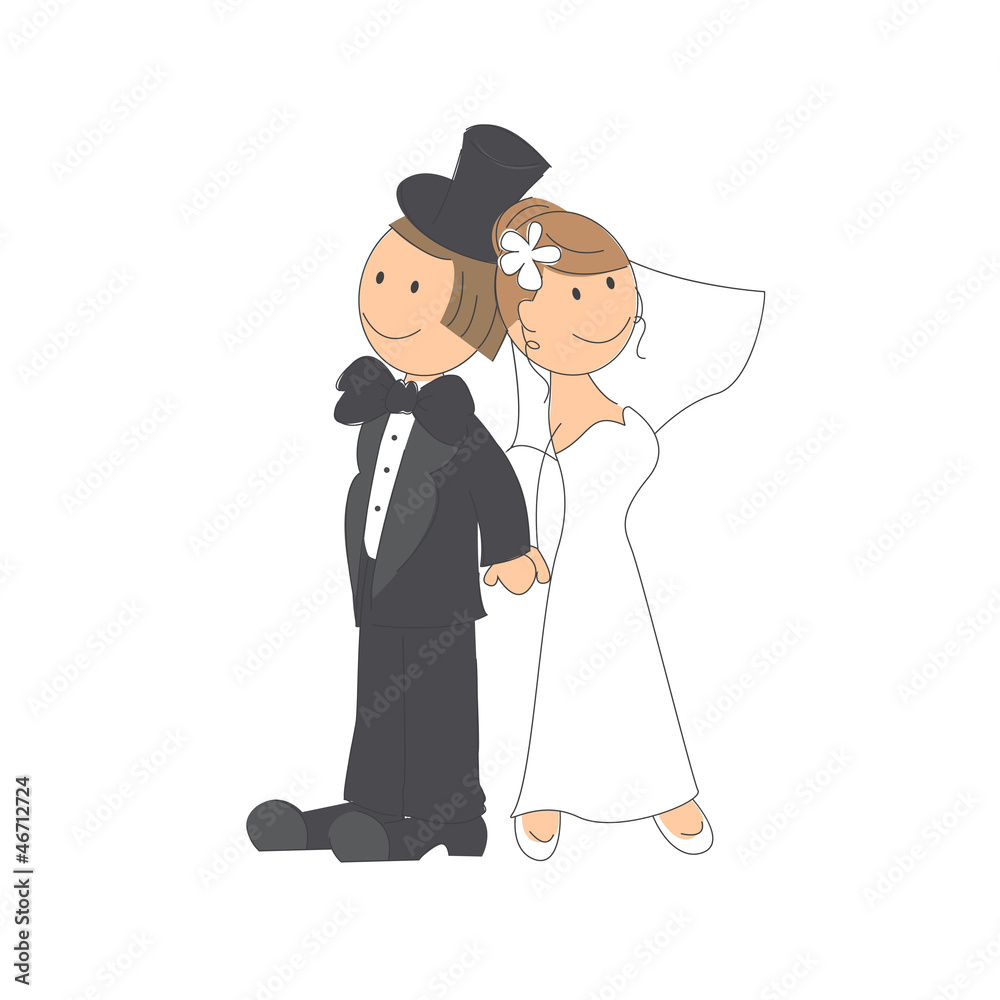 Wedding couple on white background . Hand drawing illustration Wedding couple on white background . Hand drawing illustration
