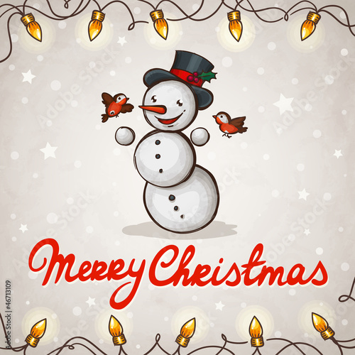 Snowman greeting card Merry Christmas