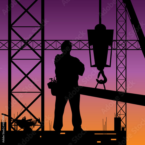 construction man on work vector illustration