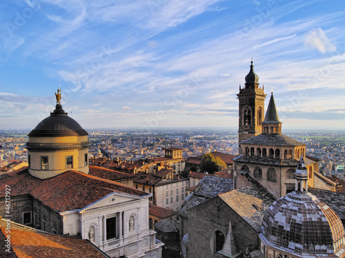 Canvas Print Bergamo, view from city hall tower, Lombardy, Italy