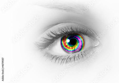 Human eye on grey background