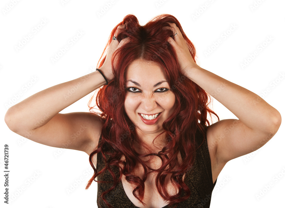 Emotional Woman Pulling Her Hair