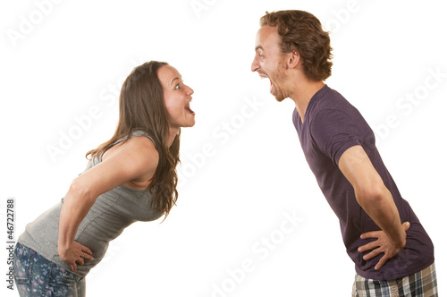 Excited Couple Facing Each Other