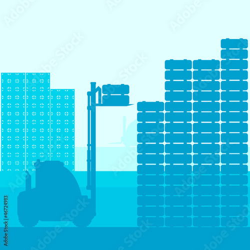 Fork lift truck with load vector background