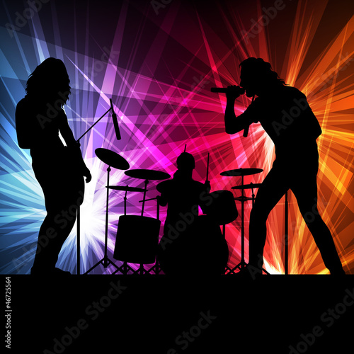 Rock band vector background with neon lights