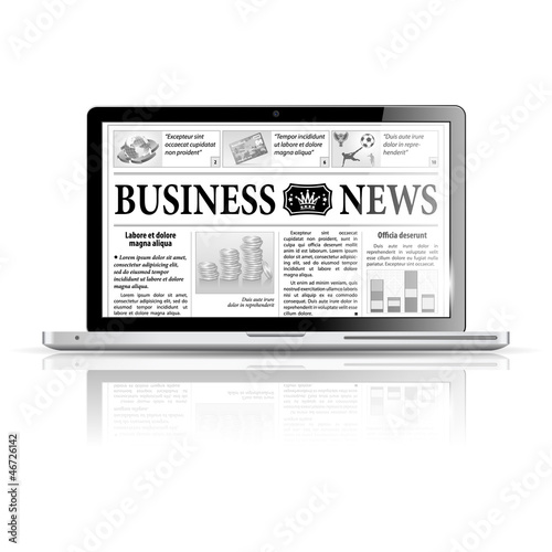 Concept - Digital News. Laptop with Business News