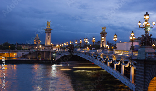 Alexander the Third bridge and Seine with golden Invalides dome