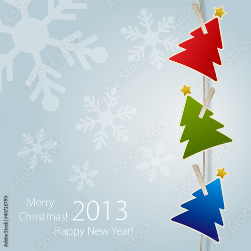 Greeting card with Colours Christmas Tree