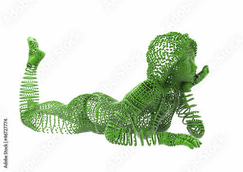 relaxing woman made of spheres abstract human photo