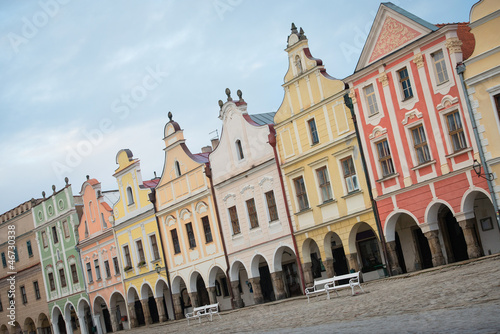 Facade of Renaissance houses in Telc, Czech Republic