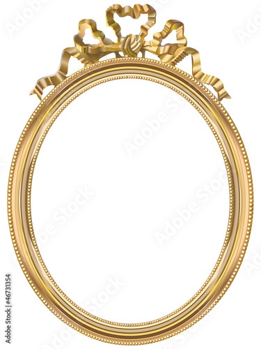 Cadre ovale doré, style Louis XVI