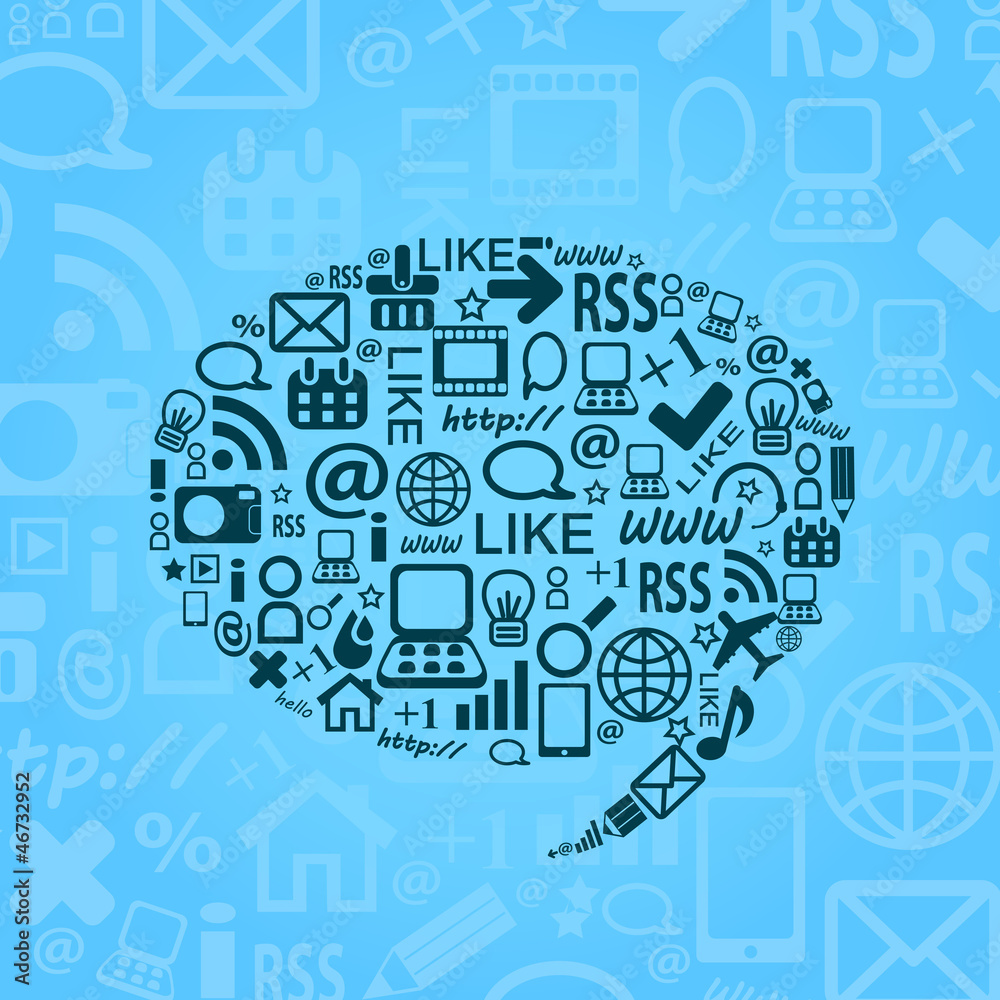 Social Media Icons in Bubble Speech Shape