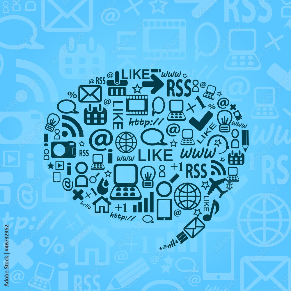 Social Media Icons in Bubble Speech Shape Social Media Icons in Bubble Speech Shape