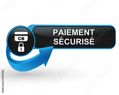paiement sécurisé sur bouton web design bleu