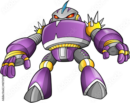 Purple Robot Warrior Vector Art