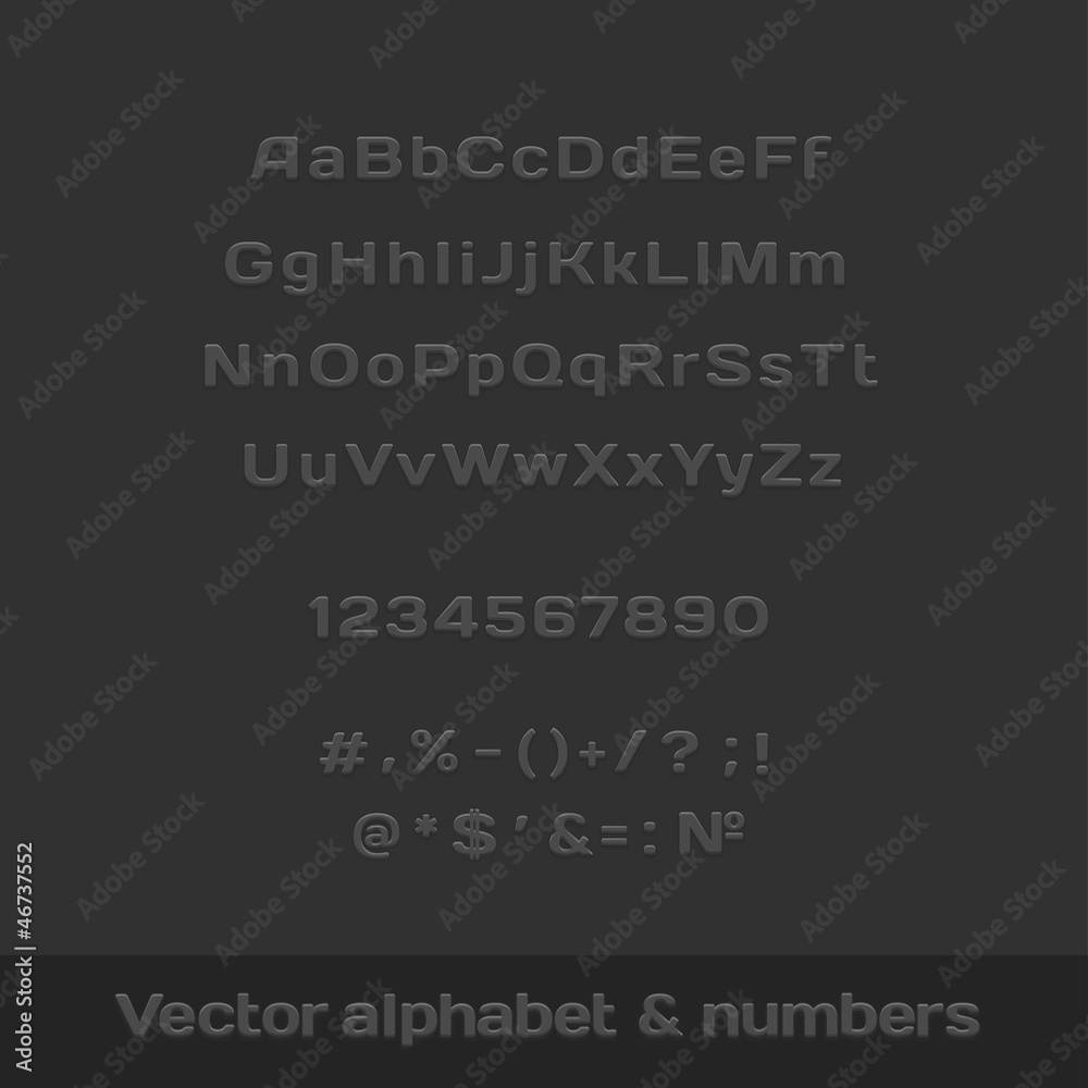 Plakat Set of letters, numbers and symbols