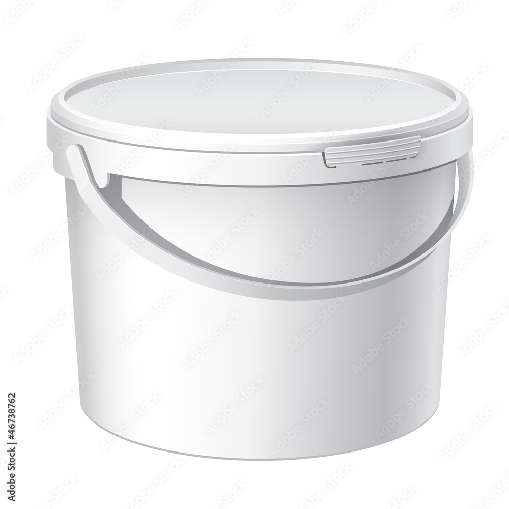 Cool Realistic White plastic bucket. Vector Cool Realistic White plastic bucket. Vector