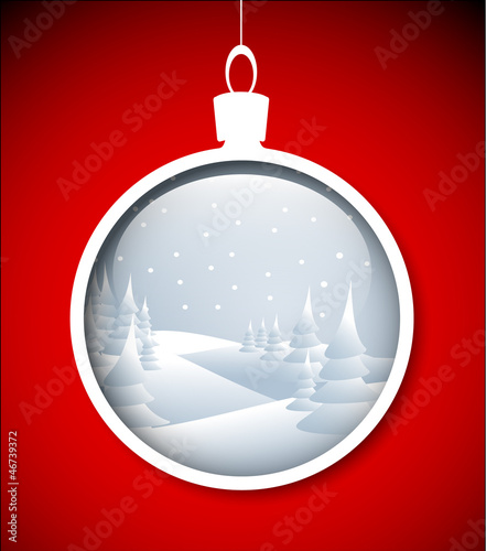 Vector Christmas bauble with snowy landscape