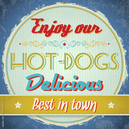 Vintage Hot Dogs Sign - Vector EPS10