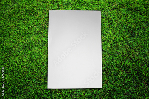 Fotografi Paper on green grass field
