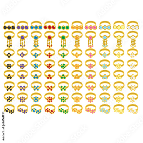 variety of rings different colors and form
