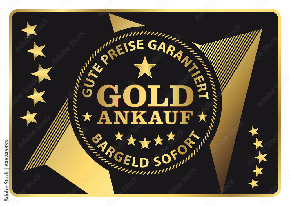 Goldankauf - Gute Preise Garantiert - Bargeld sofort Stock Vector | Adobe  Stock