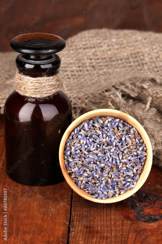 Lavender flowers and jar Lavender flowers and jar