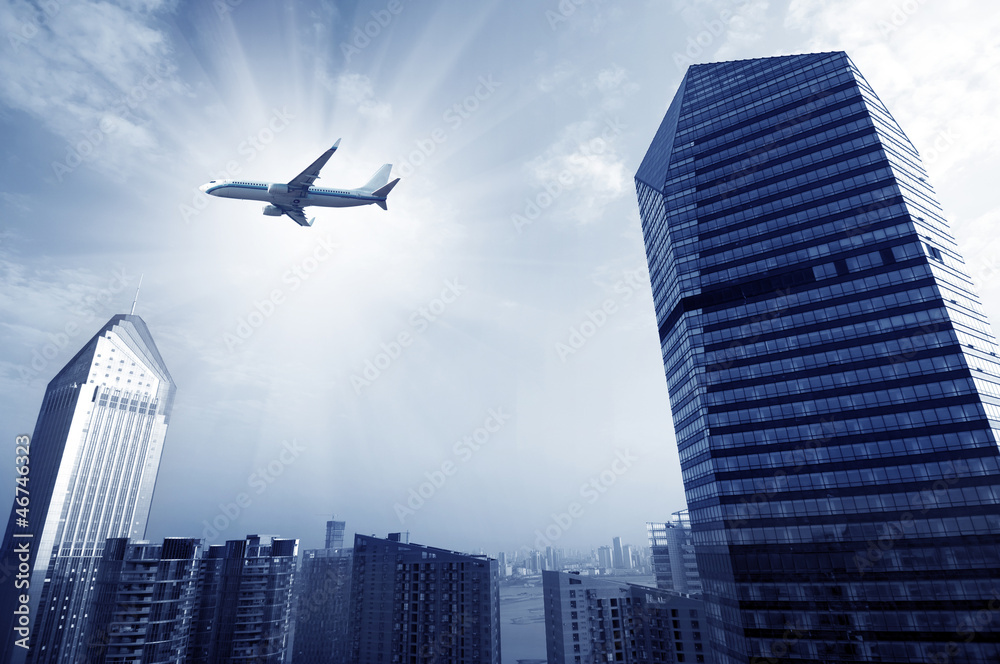 Obraz premium Aircraft on the Shanghai sky