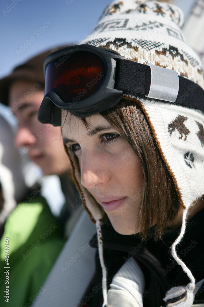 Two friends skiing