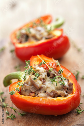 stuffed paprika with meat and vegetables photo