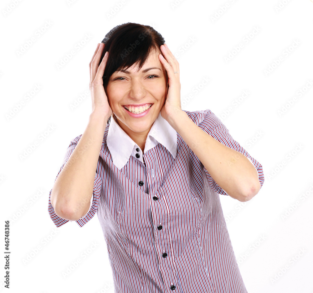 beautiful girl with pretty smile on white background beautiful girl with pretty smile on white background