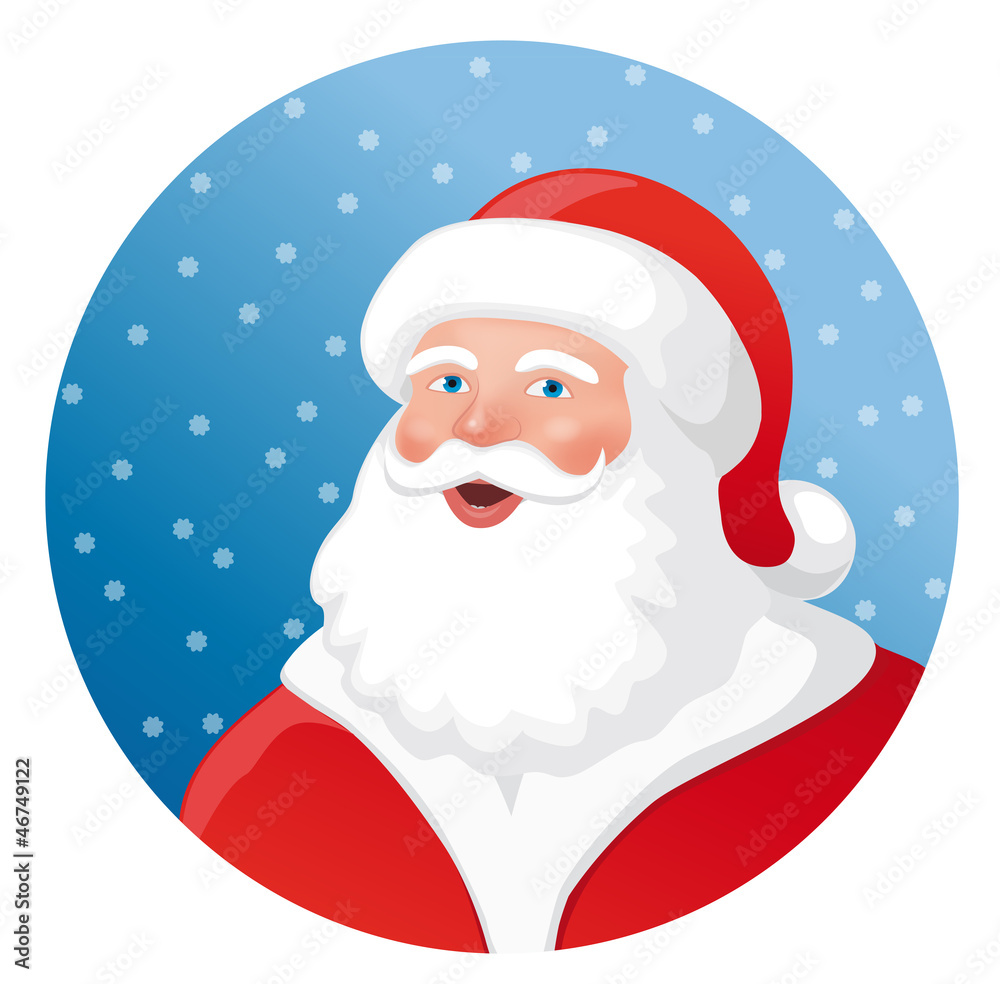 Weihnachtsmannkopf und Schneeflocken Weihnachtsmannkopf und Schneeflocken