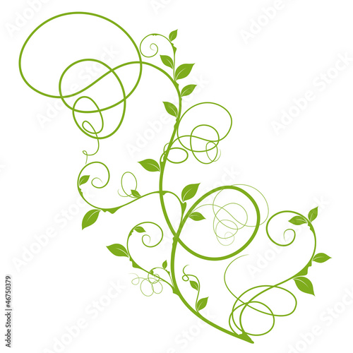 eco friendly floral design, green silhouette over white
