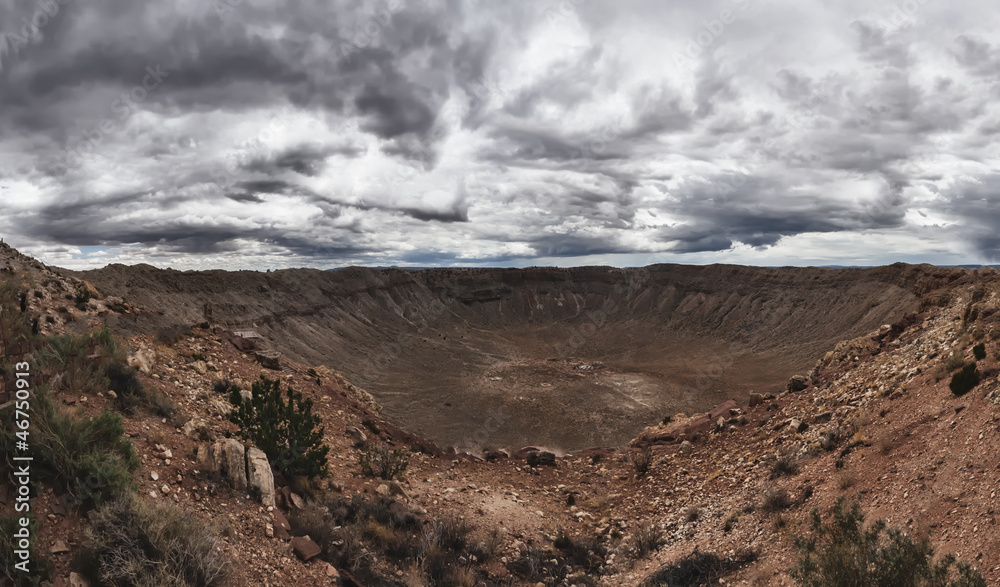 Panoramic view of Meteor Crater in Arizona